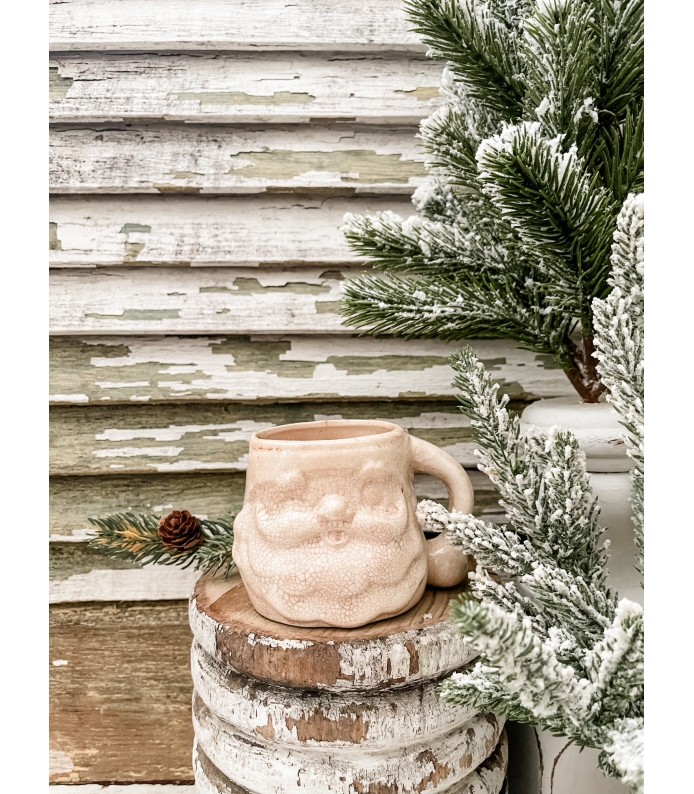 Vintage Rare White Holt Howard Santa Mug - Beautiful Staining, Crazing - Holiday 